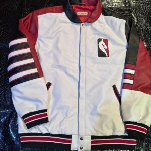 Louis Vuitton Monogram Customized Leather Jacket with black leather jacket sleeves and hooded detail by The White Widow Leather