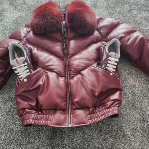 Louis Vuitton Signature Customized Leather Jacket featuring a black leather jacket sleeve design and 3D monogramming by The White Widow Leather.