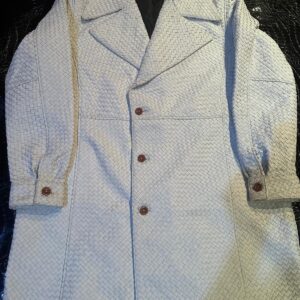 Louis Vuitton Signature Customized Leather Jacket with black leather jacket sleeves and white 3D monogram embroidery by The White Widow Leather.