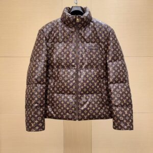 Red and black Customized Leather Jacket featuring pink Dior-inspired lettering and floral embroidery with white ribbed trim.